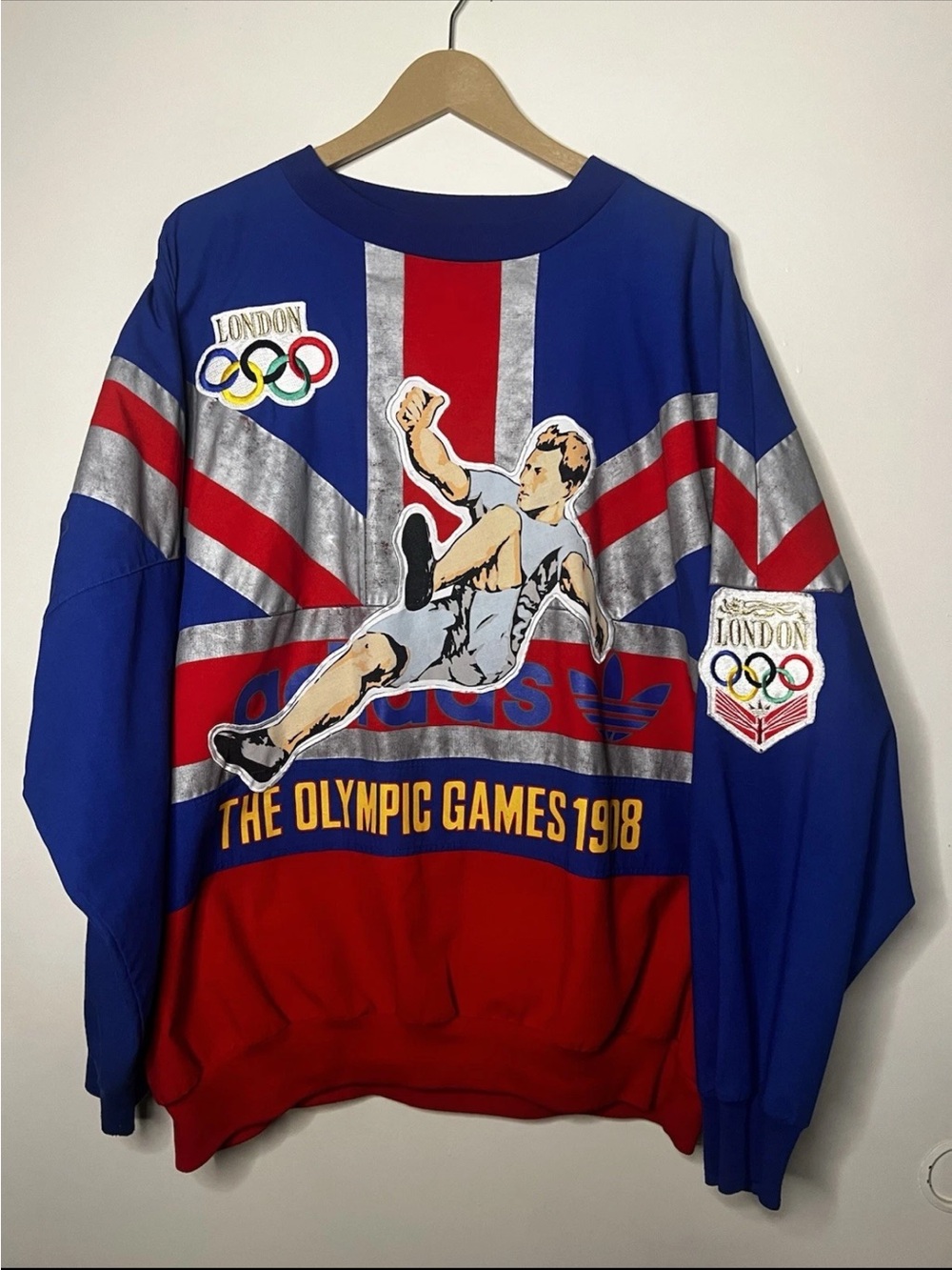 Vintage 80s Adidas UK London Olympic Games 1908 Sweatshirt Size XL